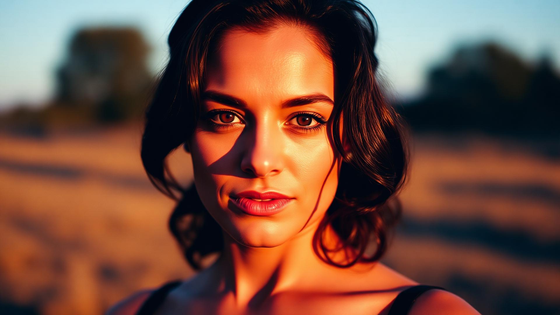 Cinematic portrait of future self at golden hour